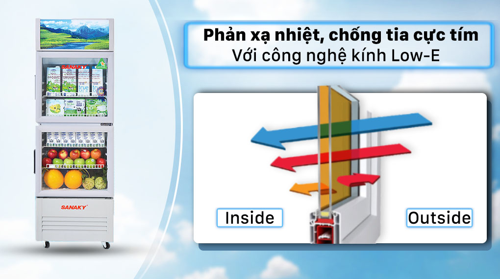 Tủ Mát Sanaky 340 lít TM.VH408WL - Công nghệ kính Low-E Tủ mát Sanaky 340 Lít VH-408WL Tủ Mát Sanaky 340 lít TM.VH408WL - Công nghệ kính Low-E