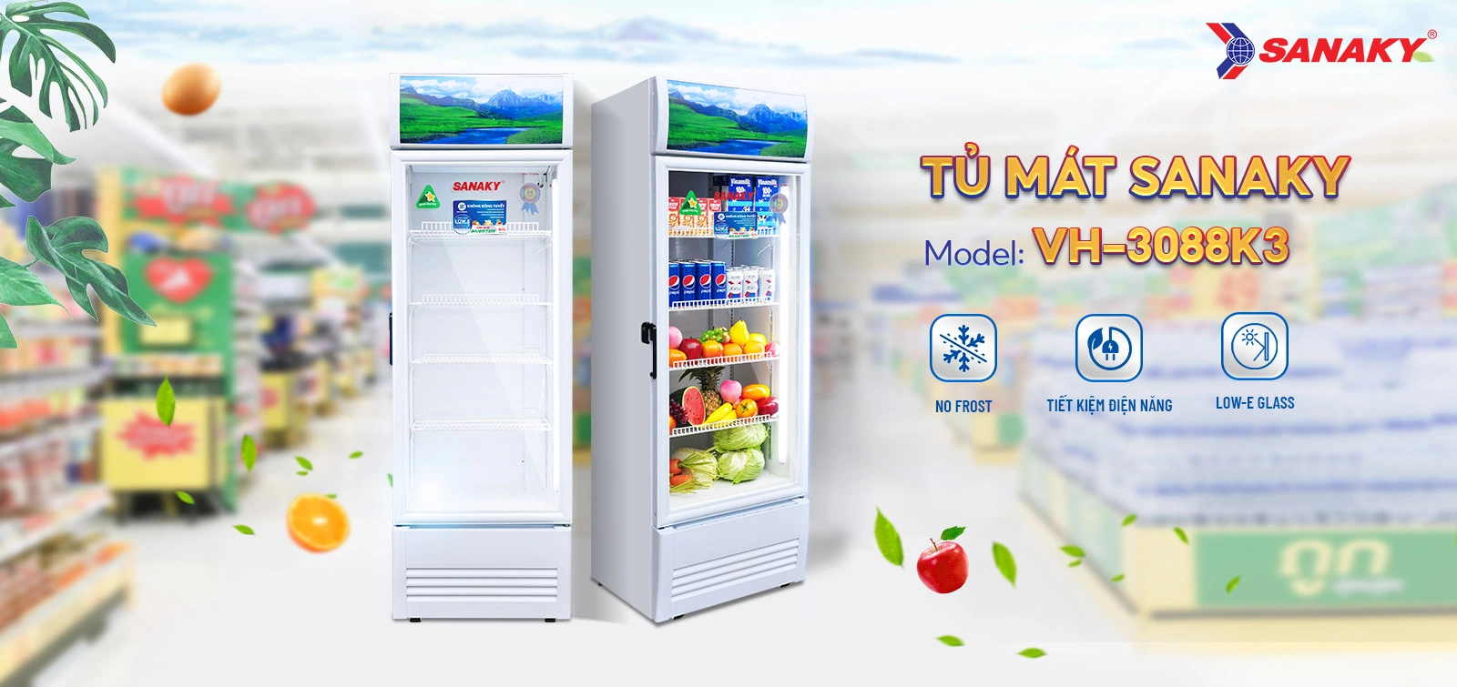 Tủ mát Sanaky Inverter 240 Lít VH-3088K3 Tủ mát Sanaky Inverter 240 lít VH-3088K3