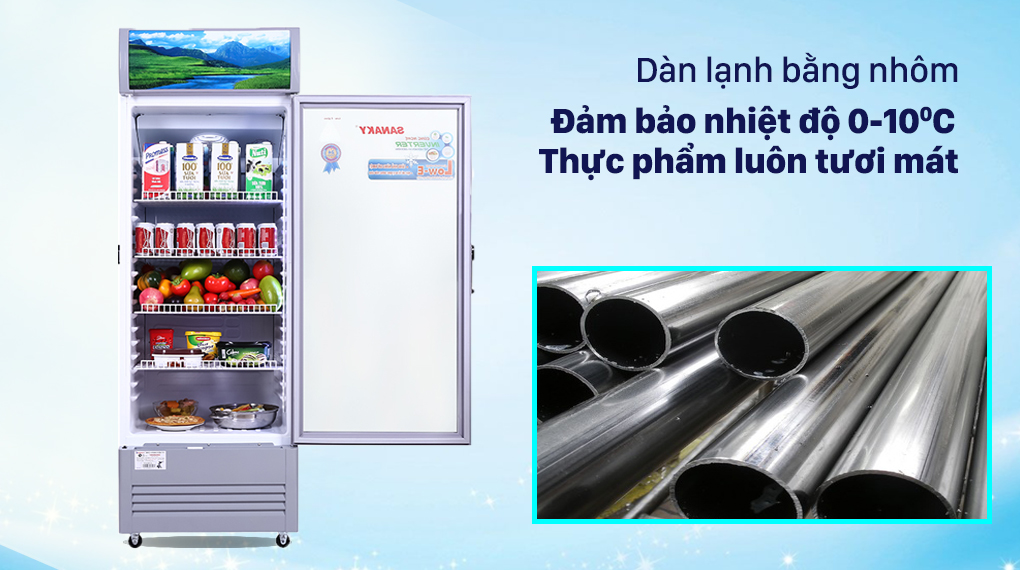 Tủ mát Sanaky Inverter 290 Lít VH-358K3L Tủ Mát Sanaky Inverter 290 lít TM.VH358K3L - Dàn lạnh bằng nhôm