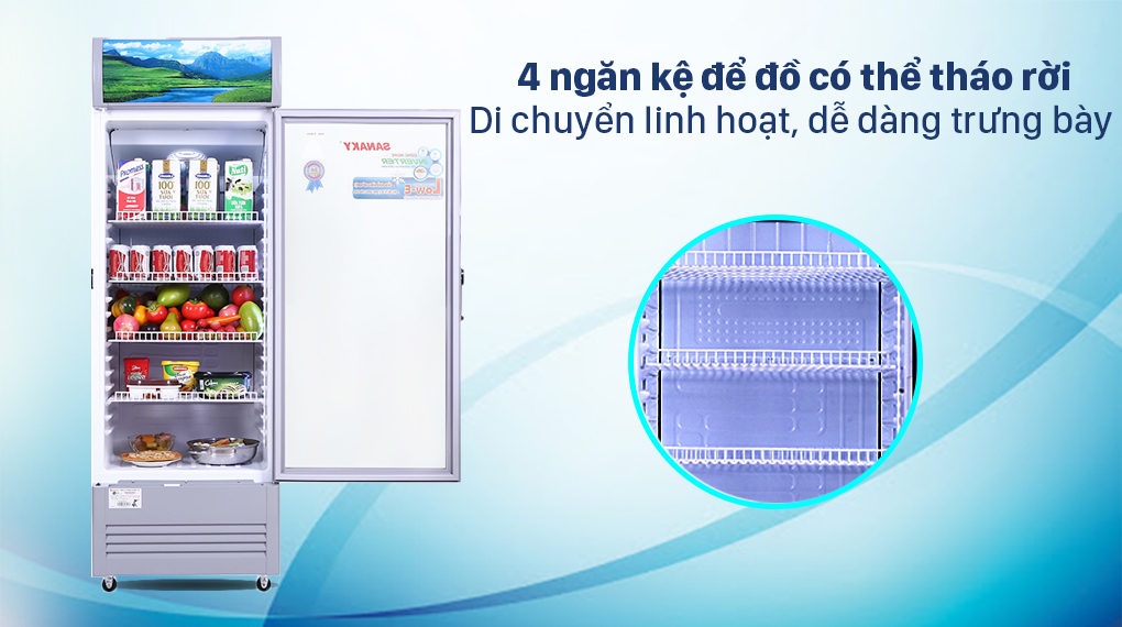 Tủ mát Sanaky Inverter 290 Lít VH-358K3L Tủ Mát Sanaky Inverter 290 lít TM.VH358K3L - Ngăn kệ có thể linh hoạt
