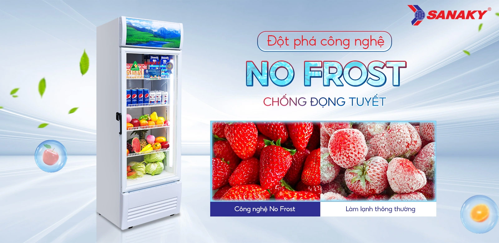 Đột phá công nghệ No-frost chống đọng tuyết Tủ mát Sanaky Inverter 300 Lít VH-3588K3 Đột phá công nghệ No-frost chống đọng tuyết