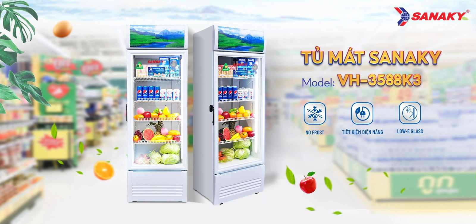 Tủ mát Sanaky VH-3588K3 Tủ mát Sanaky Inverter 300 Lít VH-3588K3 Tủ mát Sanaky Inverter 300 lít VH-3588K3