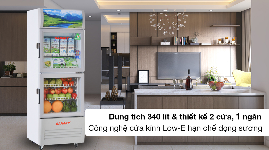 Tủ Mát Sanaky Inverter 340 lít VH-408W3L - Dung tích 340 lít, thiết kế 2 cửa, 2 ngăn với công nghệ cửa kính Low-E chống đọng sương Tủ mát Sanaky Inverter 340 Lít VH-408W3L Tủ Mát Sanaky Inverter 340 lít VH-408W3L - Dung tích 340 lít, thiết kế 2 cửa, 2 ngăn với công nghệ cửa kính Low-E chống đọng sương
