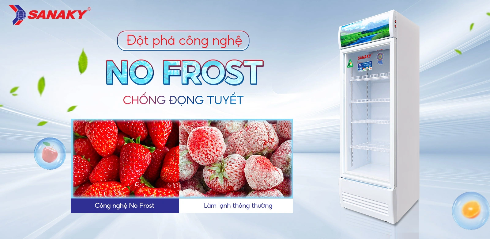 Tủ mát Sanaky Inverter 350 Lít VH-4088K3 Đột phá công nghệ No-frost chống đọng tuyết