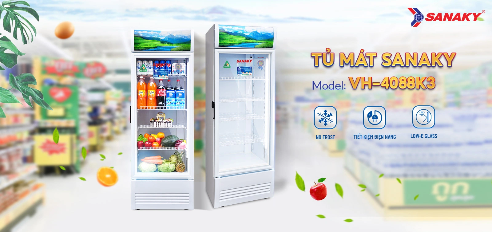 Tủ mát Sanaky Inverter 350 Lít VH-4088K3 Tủ mát Sanaky Inverter 350 lít VH-4088K3