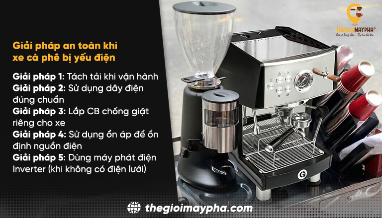 xe cà phê bị yếu điện