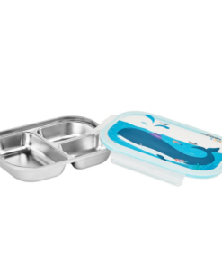 Khay ăn dặm 3 ngăn Inox 316 Cuitisan kháng khuẩn cao cấp (Màu Xanh) - EC10-204B