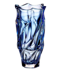 Bình hoa pha lê Bohemia Flamenco 30cm màu xanh