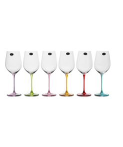 Set 6 ly vang Uria chân màu 480ml Crystal Bohemia