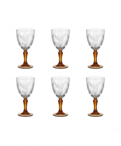 Set 6 ly vang Parus chân màu 250ml Crystal Bohemia