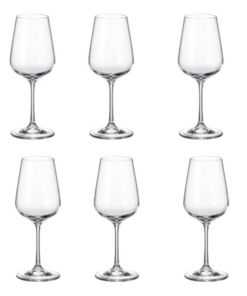 Set 6 ly vang trắng Uria 600ml Crystal Bohemia