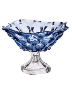 Chân bồng pha le Bohemia samba màu xanh dương 30,5cm