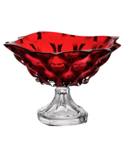Chân bồng pha lê Bohemia Samba 30,5cm màu treasury đỏ